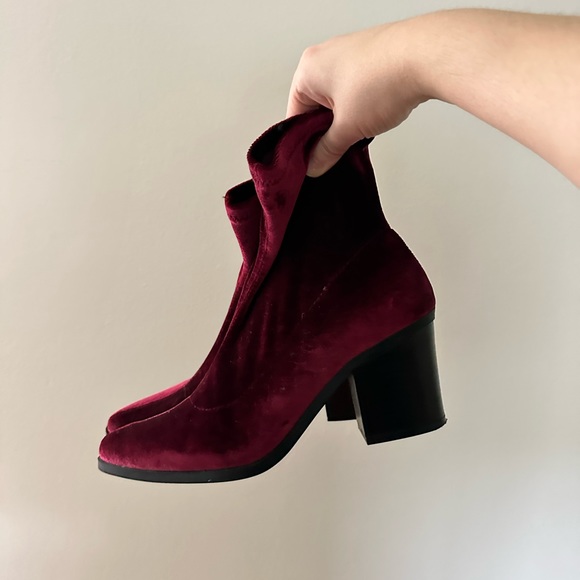 Ankle boots Velvet burgundy / US 9 / EU 39 / red booties - Picture 7 of 8